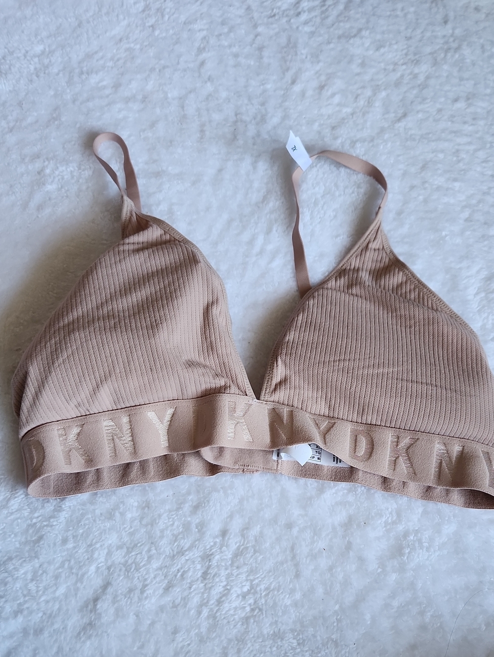 DKNY Nude Ribbed Wireless Bralette - XL